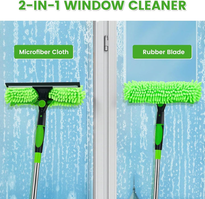 Fensterreinigungsbürste, 500 cm, 3-in-1Fensterwischer + Spinnenbürste + Staubwedel aus Fasern, Decke