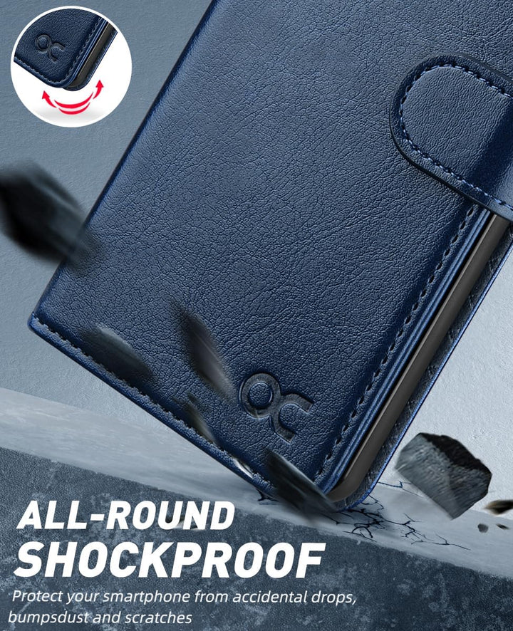 OCASE Handyhülle für Samsung Galaxy S24 FE Hülle Premium Leder Flip Klappbare Klapphülle Stossfeste