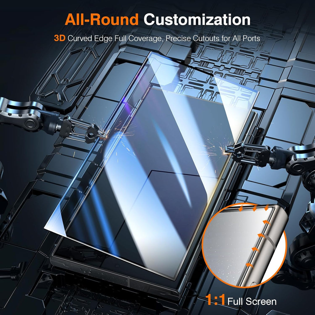 LK für Samsung Galaxy S24 Ultra Panzer Schutz Glas, 2 Stück Vollständige Abdeckung Schutzfolie, Auto
