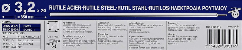 GYS 085121 Rutile Elektroden Stahl, 155 Stück & Erwachsene Schweiss-zubehör 70 Rutile Elektroden E60