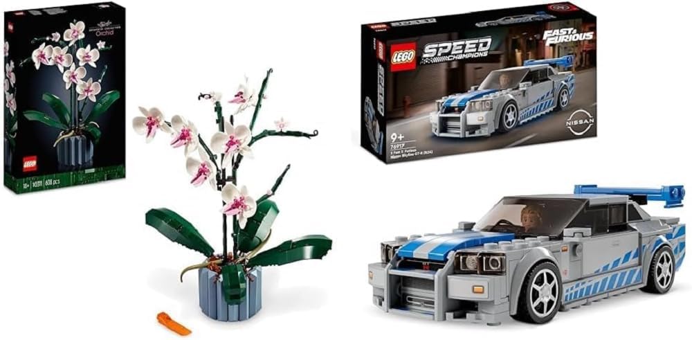 LEGO 10311 Icons Orchidee, Künstliche Pflanzen Set mit Blumen & 76917 Speed Champions 2 Fast 2 Furio