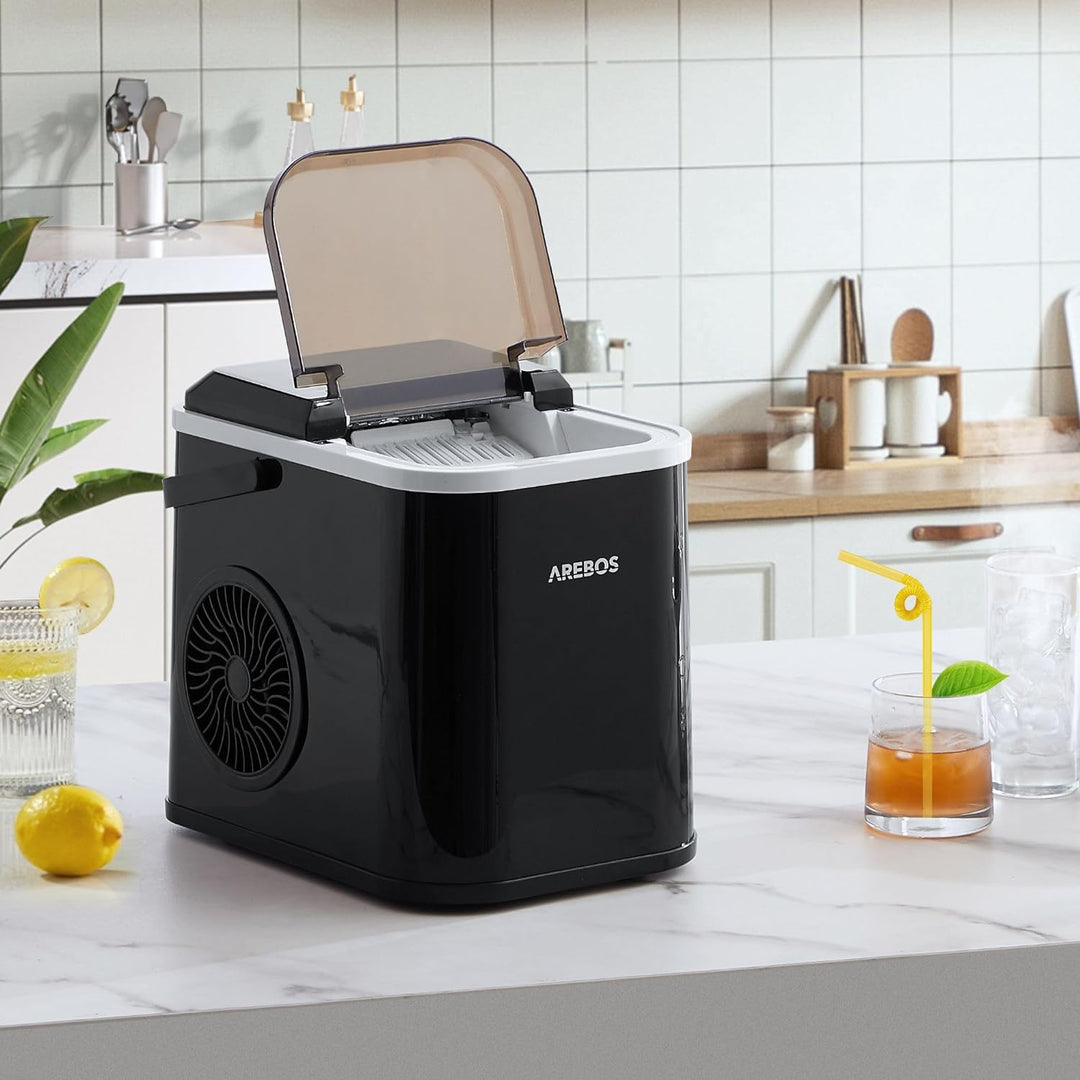 Arebos Eiswürfelmaschine | Ice Cube Maker | 12 kg / 24 h | 10-15 Minuten Produktionszeit | 1,1 Liter
