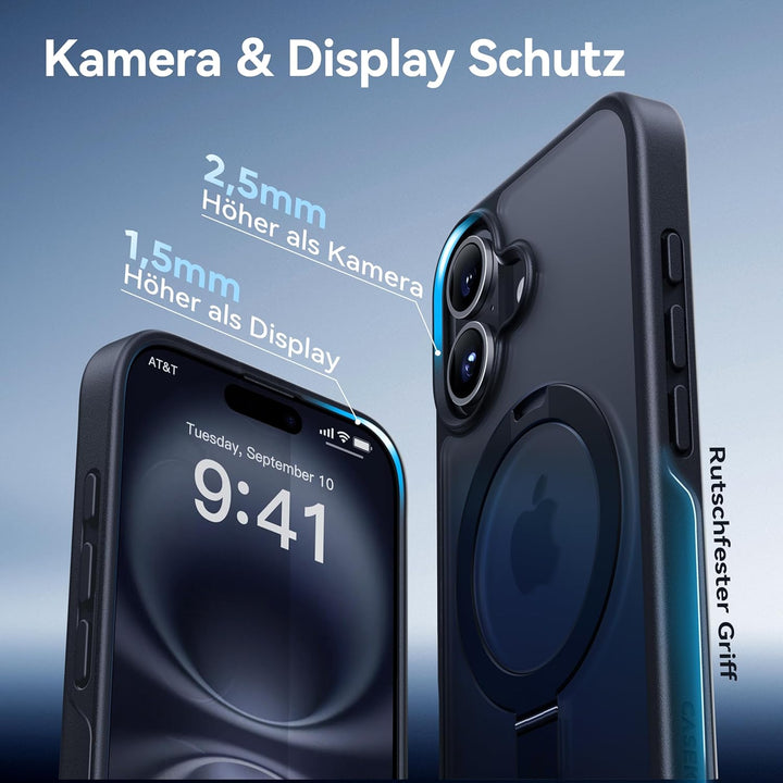 CASEKOO MagicStand Speziell für iPhone 16 Hülle mit MagSafe [Unsichtbarer Ständer] [Militärschutz] [