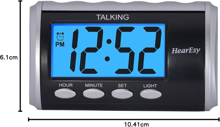 TimeChant 1714-IPS Sprechender Wecker für Sehbehinderte – grosse Ziffern Schreibtischuhr – Tagesuhr