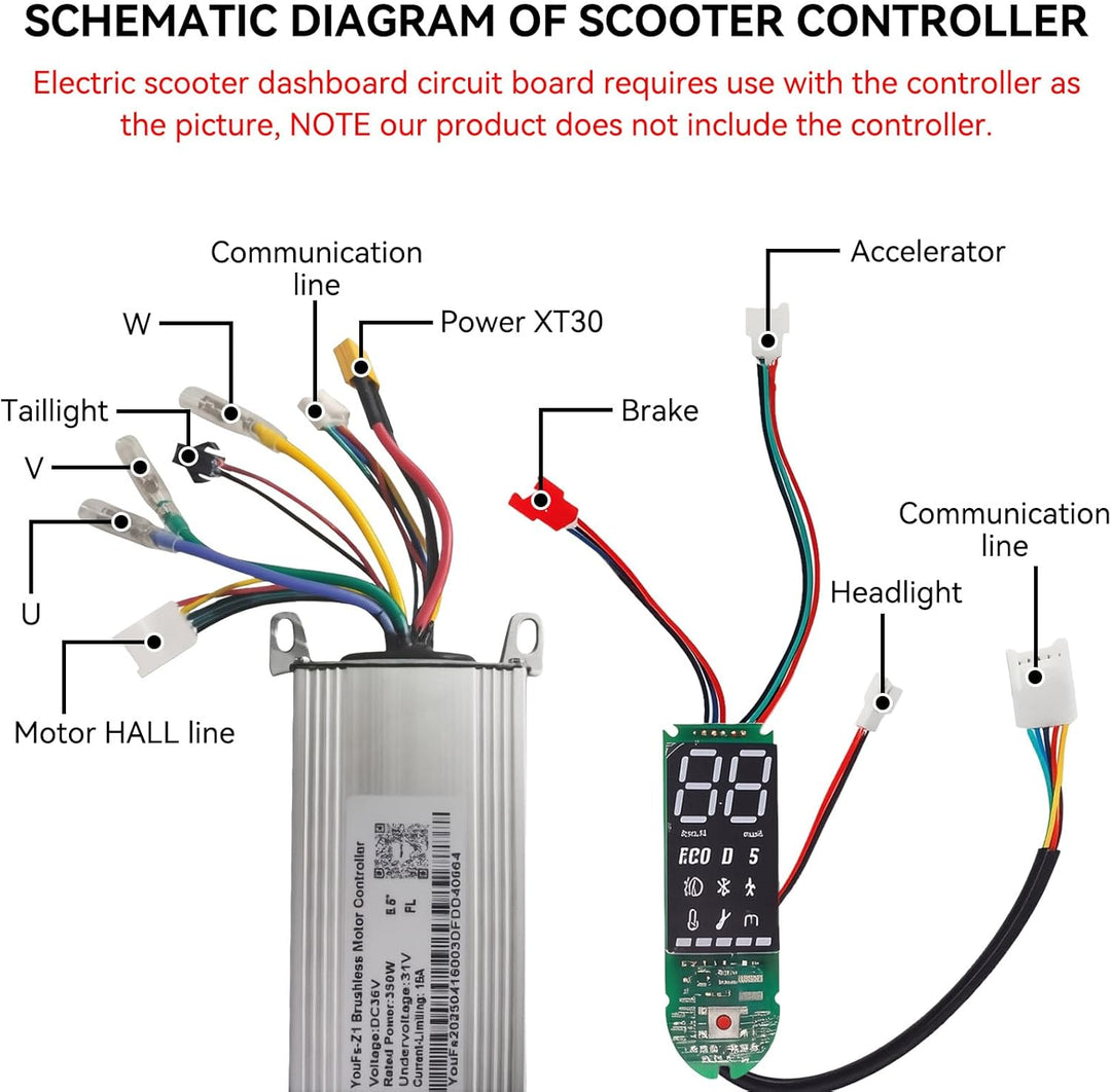 HERCHR Elektroroller Armaturenbrett, 8,5–10 Zoll Elektroroller Armaturenbrett Platine Datenanzeige B