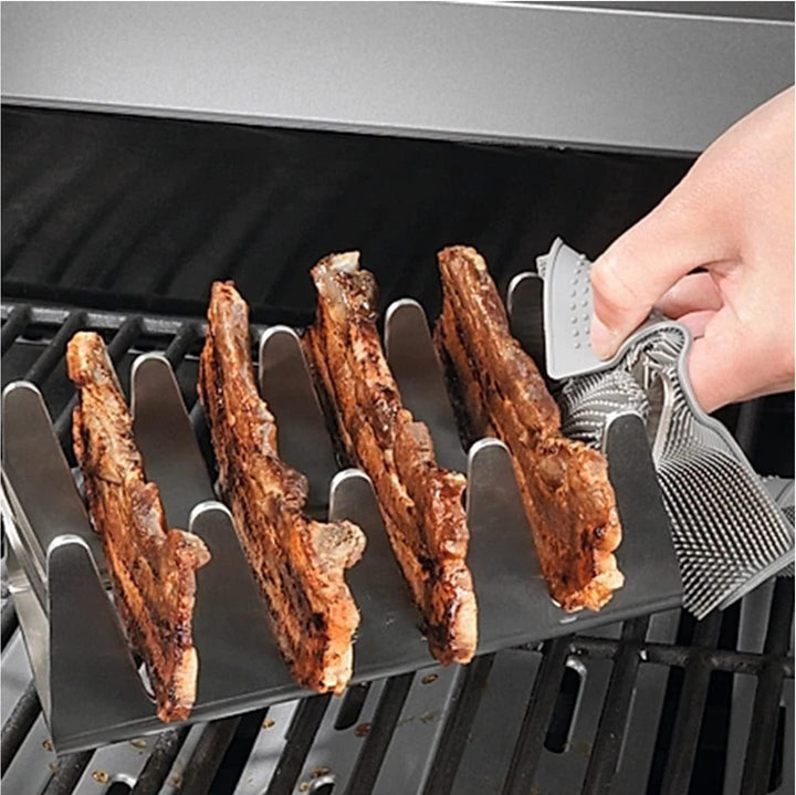 BBQ Rescher Bavarian Rescher Multi Grill Rack Robustes Edelstahl | Idealer Winkel für Fleisch, Ganz