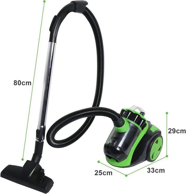 Cecaylie Leichter 900W Staubsauger,Beutelloser Staubsauger mit 3L Staubbehälter Zusatzdüsen für Tepp