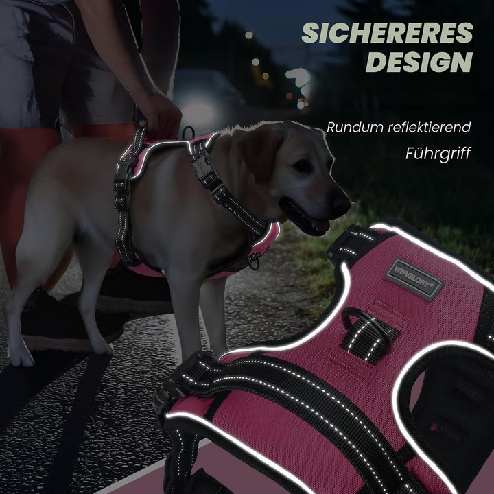 VIVAGLORY Easefit Hundegeschirr, Zugstopp Hundegeschirr Geschirr Hund Mit Griff, Anti Zieh Geschirr