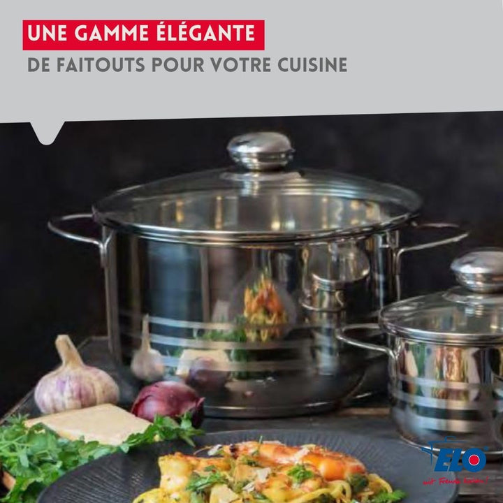 ELO 9880450 Kochgeschirr-Set, 5-teilig, 2 Bratpfannen 24 und 32 cm, 3 Kochtöpfe 14, 16 und 20 cm Elo