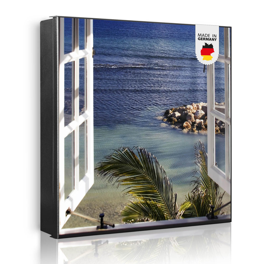 banjado Grosser Schlüsselkasten Glas - Schlüsselbox 30x30cm mit 50 Haken - Schlüsselkasten modern fü