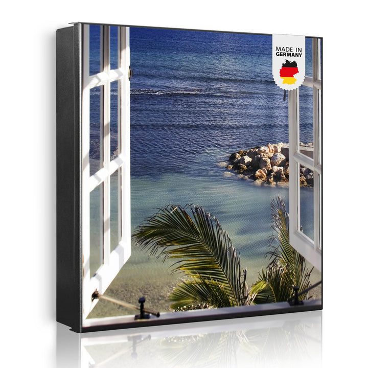 banjado Grosser Schlüsselkasten Glas - Schlüsselbox 30x30cm mit 50 Haken - Schlüsselkasten modern fü