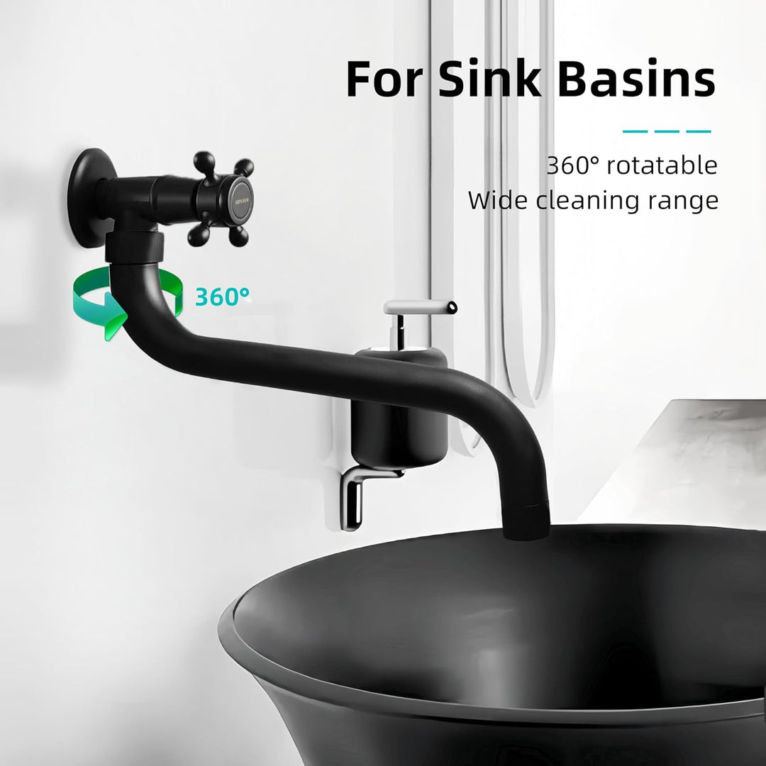 KOPYFANTAP Wasserhahn Wandmontage Kaltwasser, Messing Wand 360°Drehbar Waschtischarmatur, Single Kal