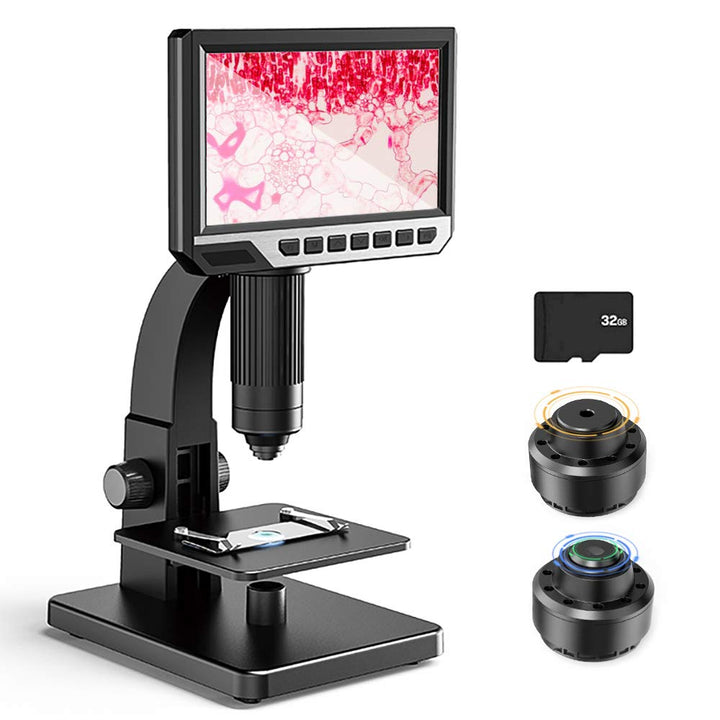 Digitales Mikroskop mit LCD-Display 7 Zoll (17.8 cm) Doppelobjektiv, 500 – 2000 X Kamera mit 12 MP u