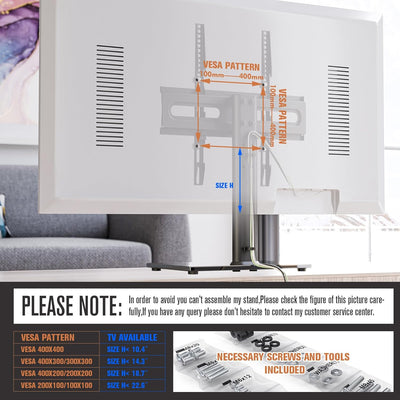 Universal Drehenbar TV-Ständer - Tisch-TV-Ständer für 27-55 Zoll LCD-LED-TV - höhenverstellbarer TV-