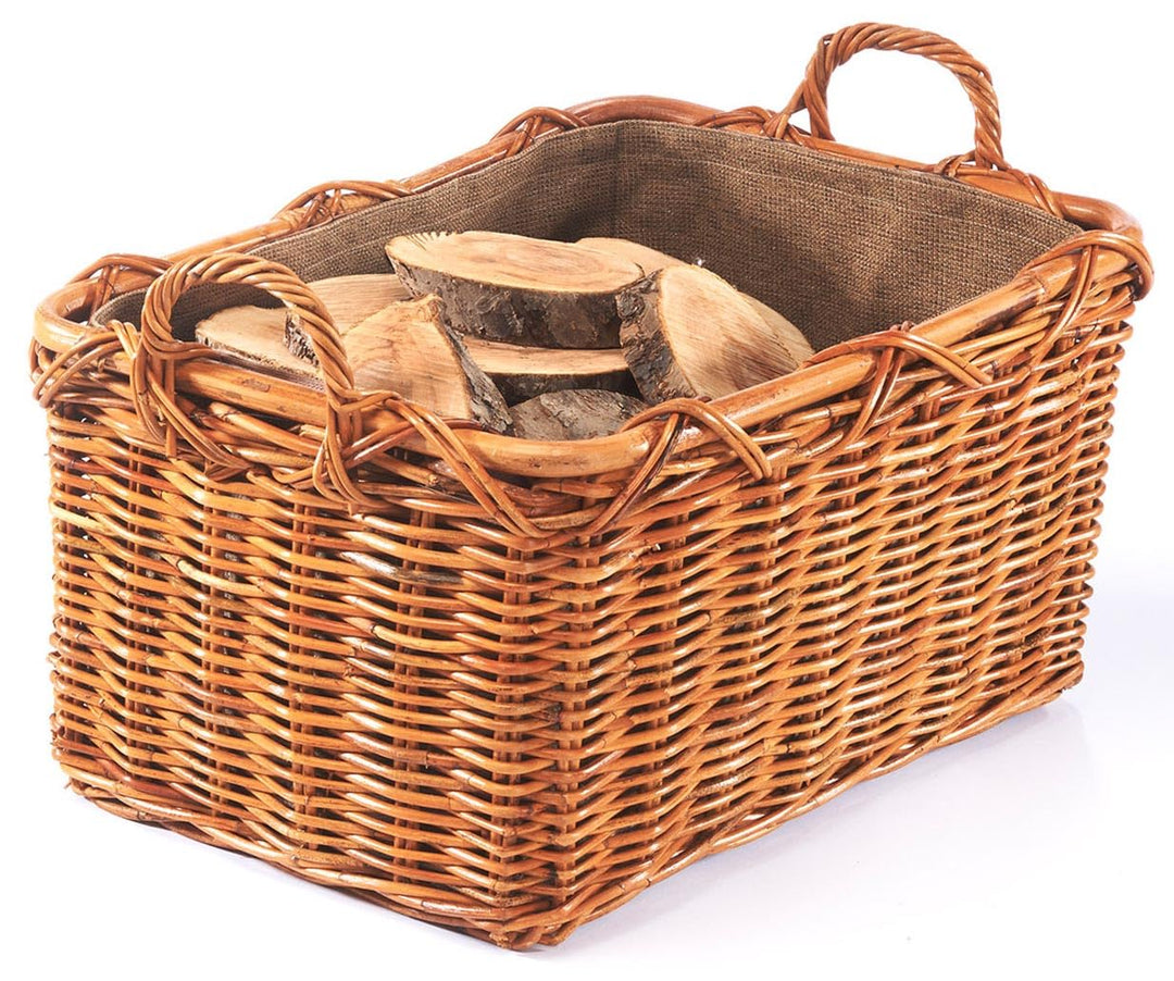 Holztrage Holzkorb für Kaminholz - Rattan Lacak mit abnehmbarem Leinenstoff Braun, Braun