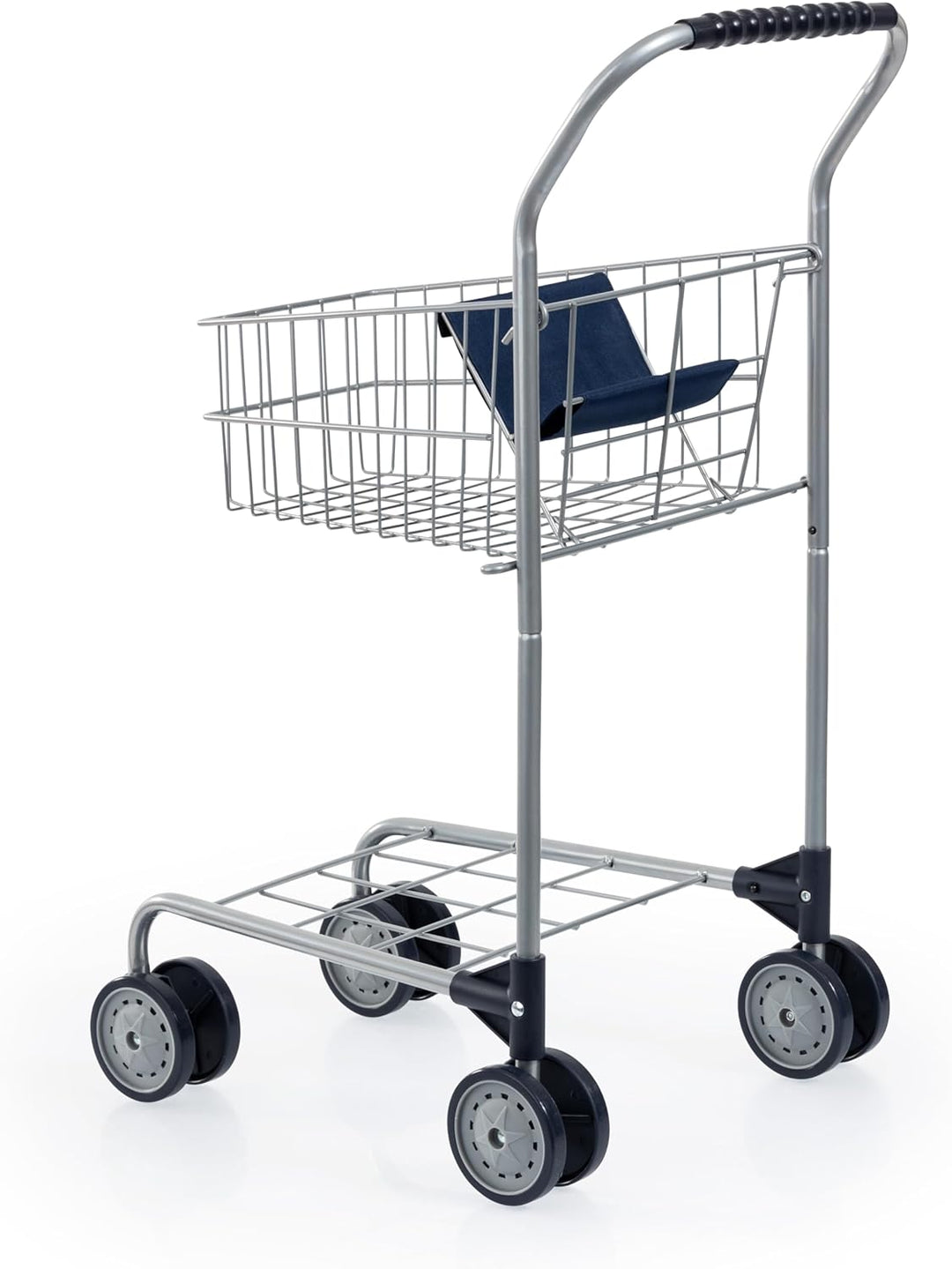 Bayer Design 75001AA Einkaufswagen Supermarkt Kinder, Silber, aus Metall, integrierter Sitz, Doppelr
