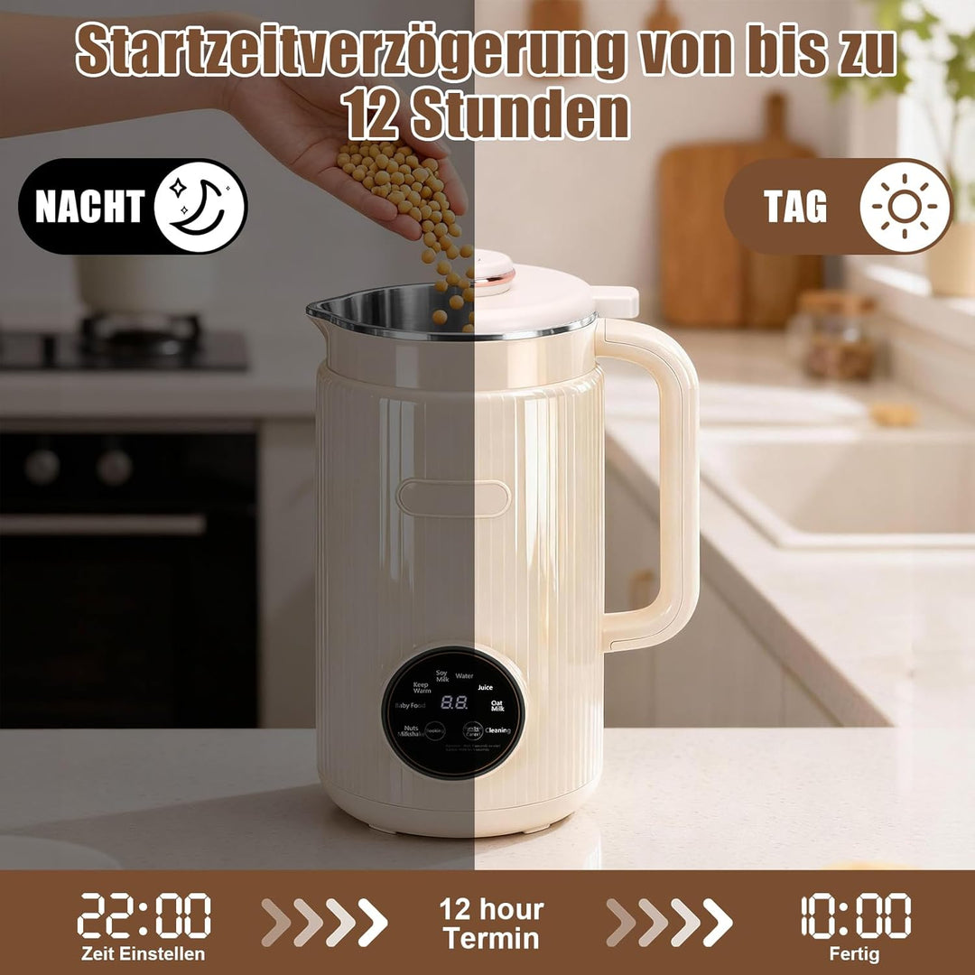 8 in 1 Nussmilchmaschine, 1200ml Automatische Sojamilchmaschine mit Temperaturregelung, 12 Klingen,