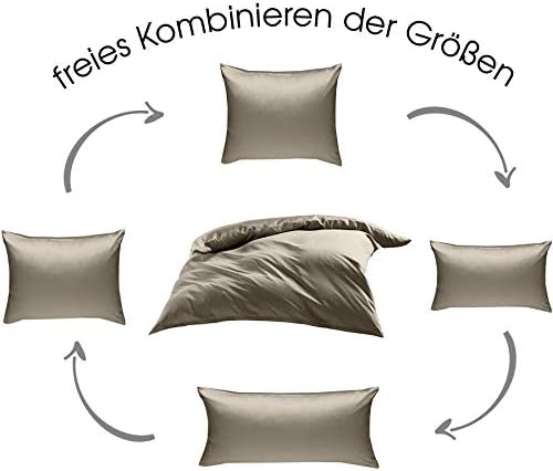 brauner Mako-Satin Baumwollsatin Bettbezug Uni einfarbig zum Kombinieren (200 cm x 220 cm, Braun) 20