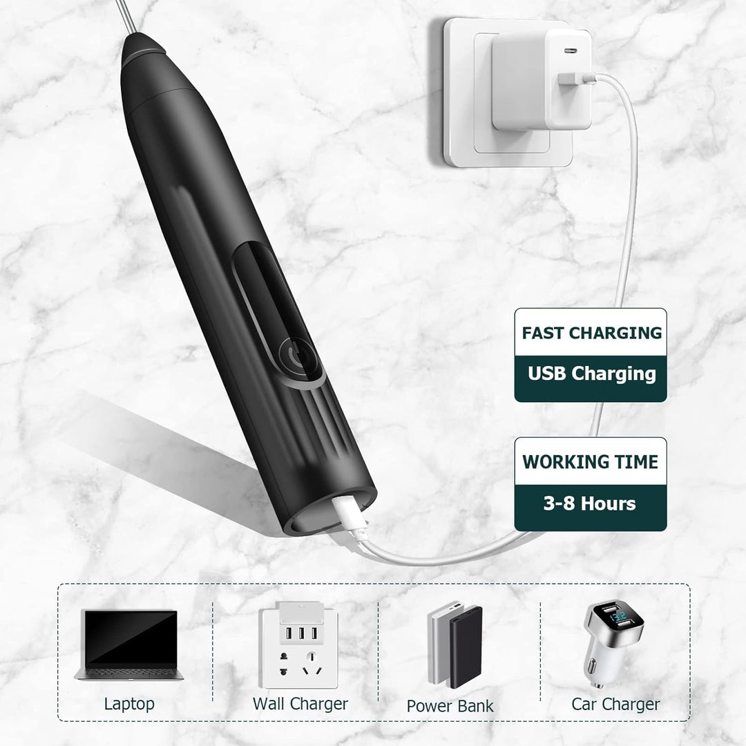 Milchaufschäumer Elektrisch Stab,USB Wiederaufladbar Milchschäumer, Melektrischer Schneebesen 3 Ein