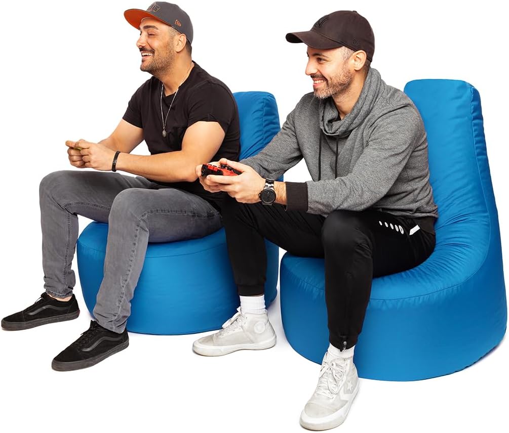 PATCH HOME Gamer Sessel inkl. Würfel Bean Bag Set Ø75cm, 30cm Sitzhöhe, 80cm Höhe + 35x35cm Würfel K