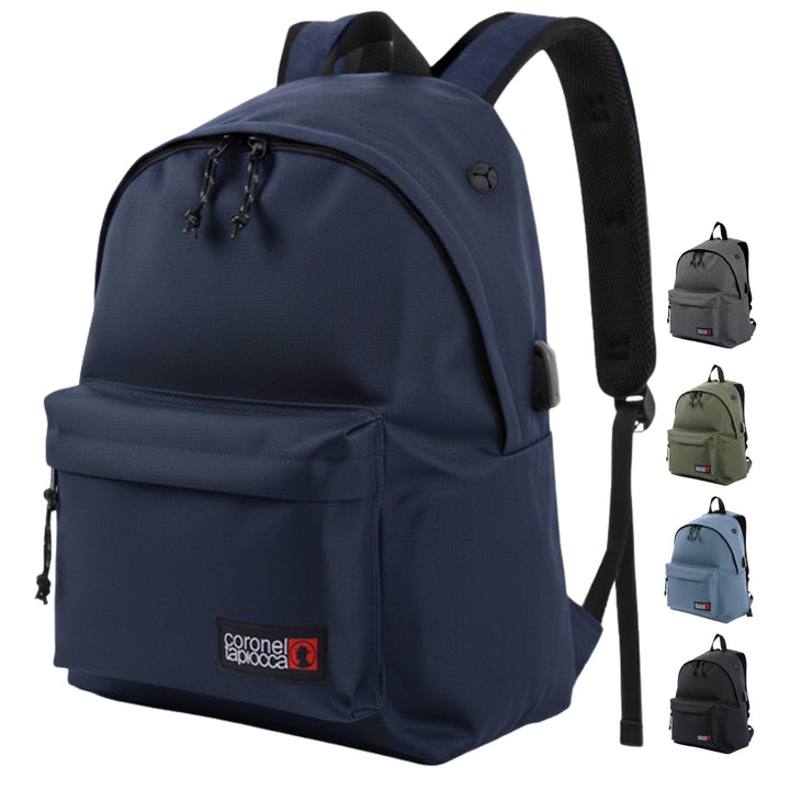 Coronel Tapiocca Herren Rucksack Urban Laptop Backpack 31x40x13 Marineblau, Marineblau