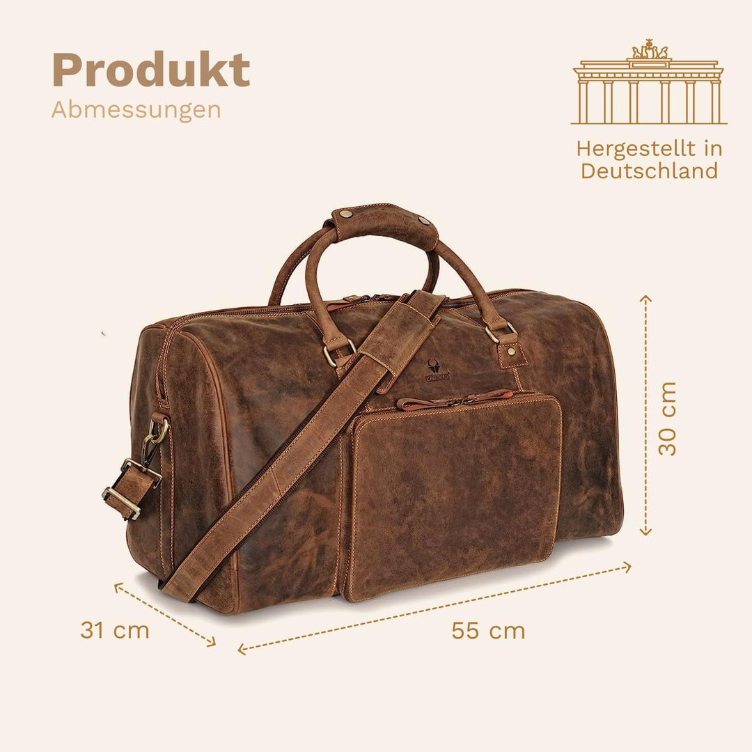 DONBOLSO Weekender Naples - Hochwertige Reisetasche Herren gross - Leder Reisetasche braun - Handgep