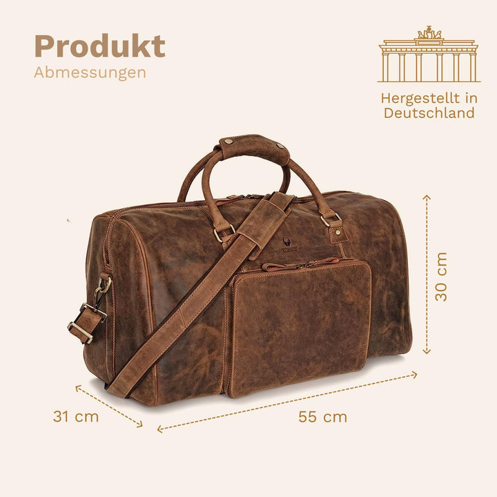 DONBOLSO Weekender Naples - Hochwertige Reisetasche Herren gross - Leder Reisetasche braun - Handgep