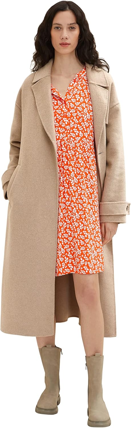 TOM TAILOR Damen dress with pattern and button placket 42 31119 - Red Floral Design, 42 31119 - Red