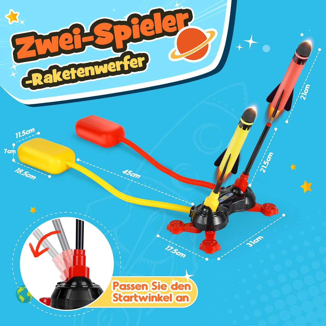 Rakete Luftdruck, Outdoor Spielzeug für Kinder - Geschenke für Jungen Mädchen Doppelt 6pcs, Doppelt