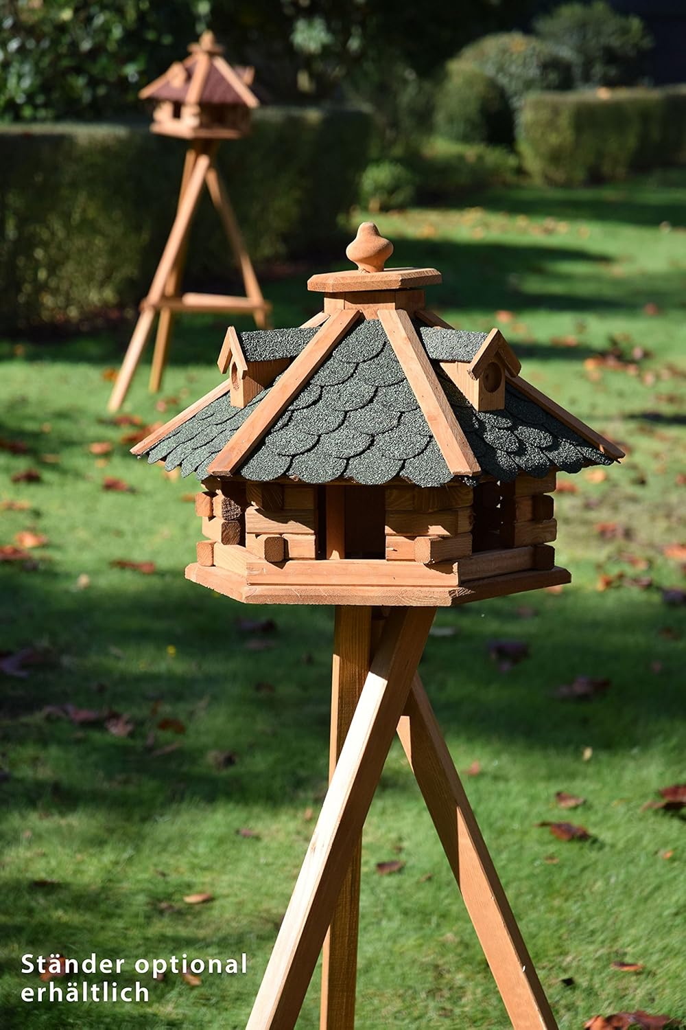 dobar® 98720e Vogelfutterhaus Bitumenschindeldach 6-eckig - Vogelhaus aus Massivholz - Vogelfutterst