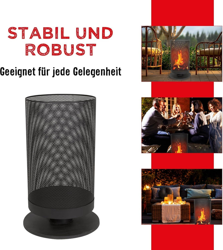 BBQ Collection Outdoor Feuerkorb - mit Funkenschutz - Inkl. Schürhaken - Elegantes und Luxuriöses Au