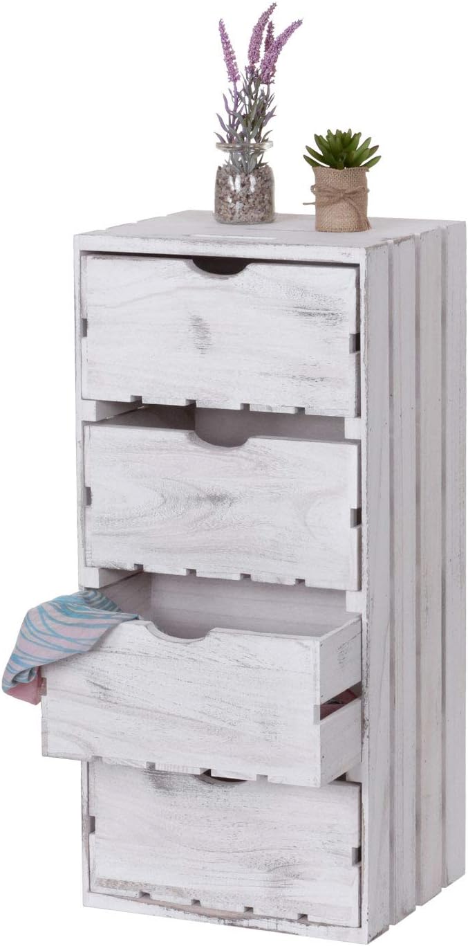 Mendler Kommode HWC-C62, Schubladenkommode Holzkiste, Shabby-Look Vintage, 4 Schubladen 70x32x26cm -