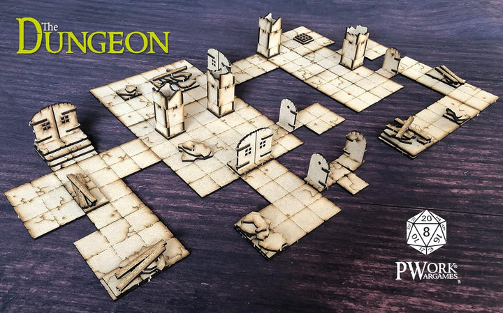 The Dungeon – 3D Tactical maps Rpg Fantasy Dungeon Tiles – Modulare 3D-Karten aus MDF, 3 mm