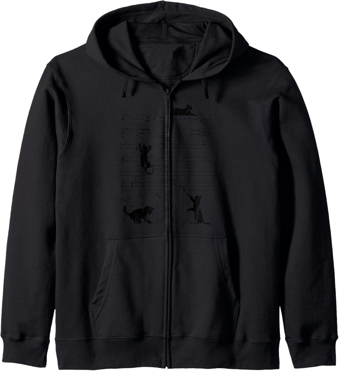 Niedliche Katze Musiknote Vintage Noten Musiker Kapuzenjacke