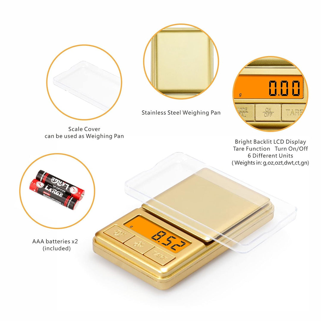 UNIWEIGH Mini-Taschenwaage, 100 g/0,01 g, digitale Gramwaage mit Abdeckung, kleine Reise-Unzen-Waage