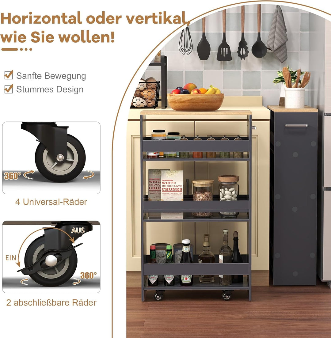 GIANTEX Nischenregal 20 cm Breit, Küchenregal Küchenschrank Küchenwagen Klein, Nischenschrank Nische