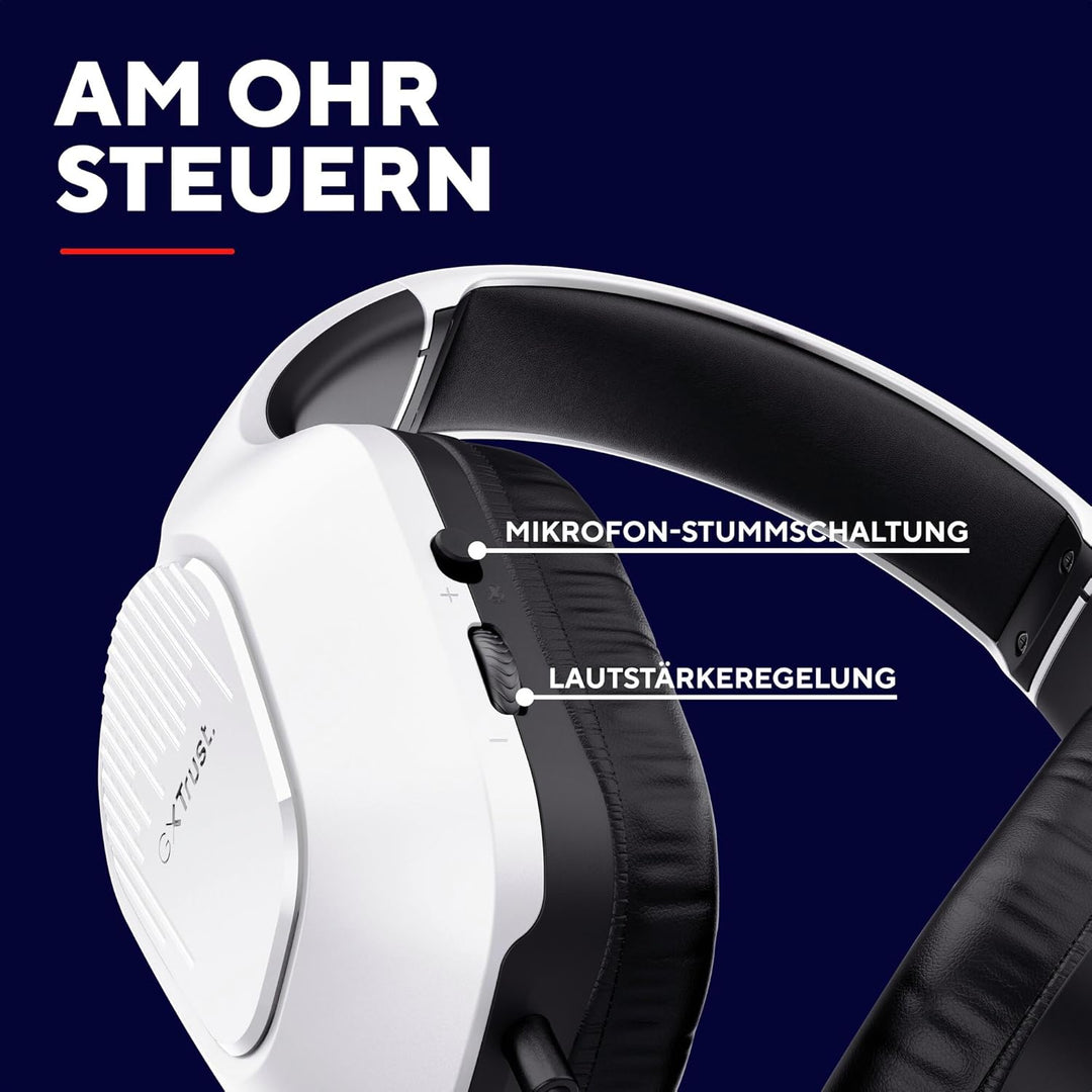 GXTrust Zirox Leichtes Gaming Headset für PlayStation 5, Weiss | 50-mm-Treiber, 1,2 m Kabel, Hochkla
