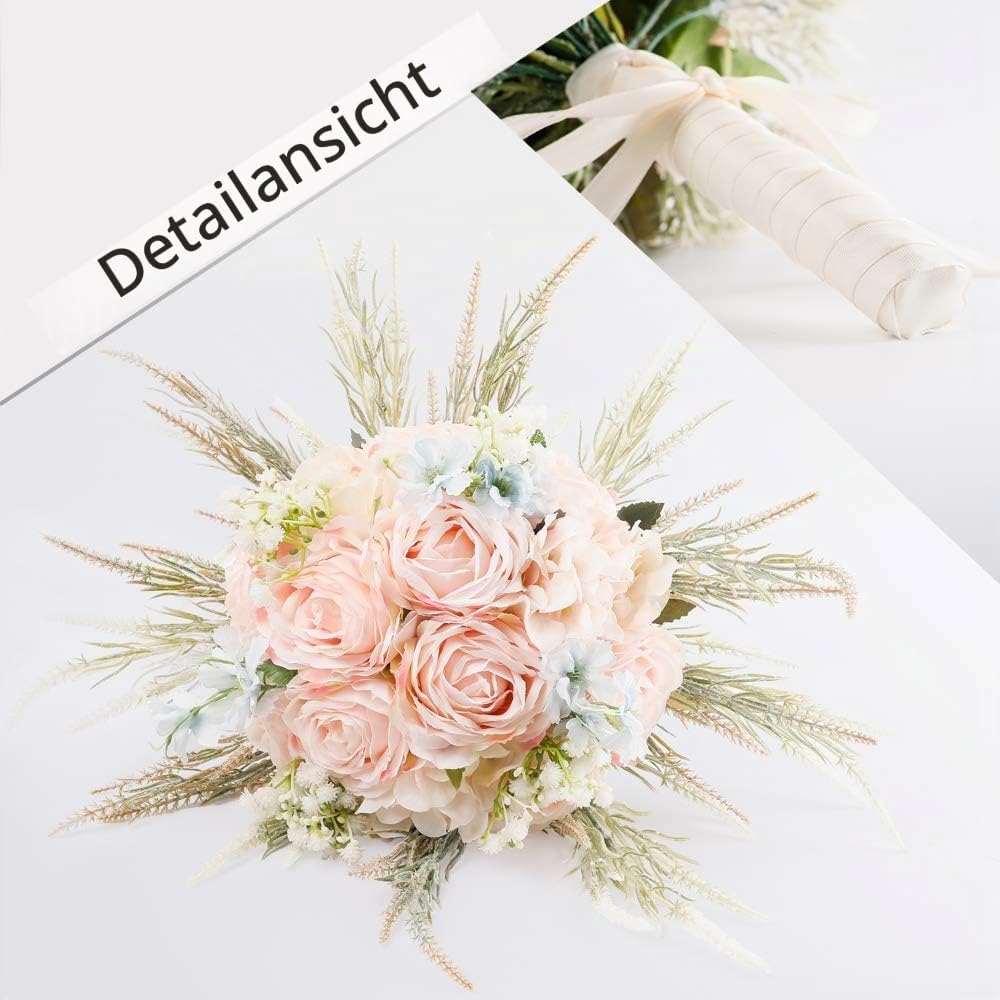 LESING Brautsträusse, künstliche Rosen, handgefertigt, romantisch, für Braut, Brautjungfer, Blumenst