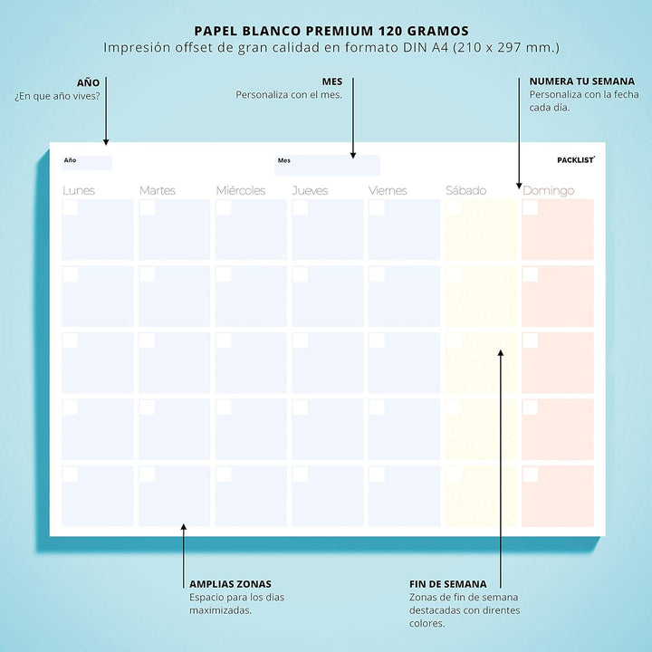 Planificador Semanal + Planificador Mensual - Pack de 2 planners Organizador A4, Planning de Escrito