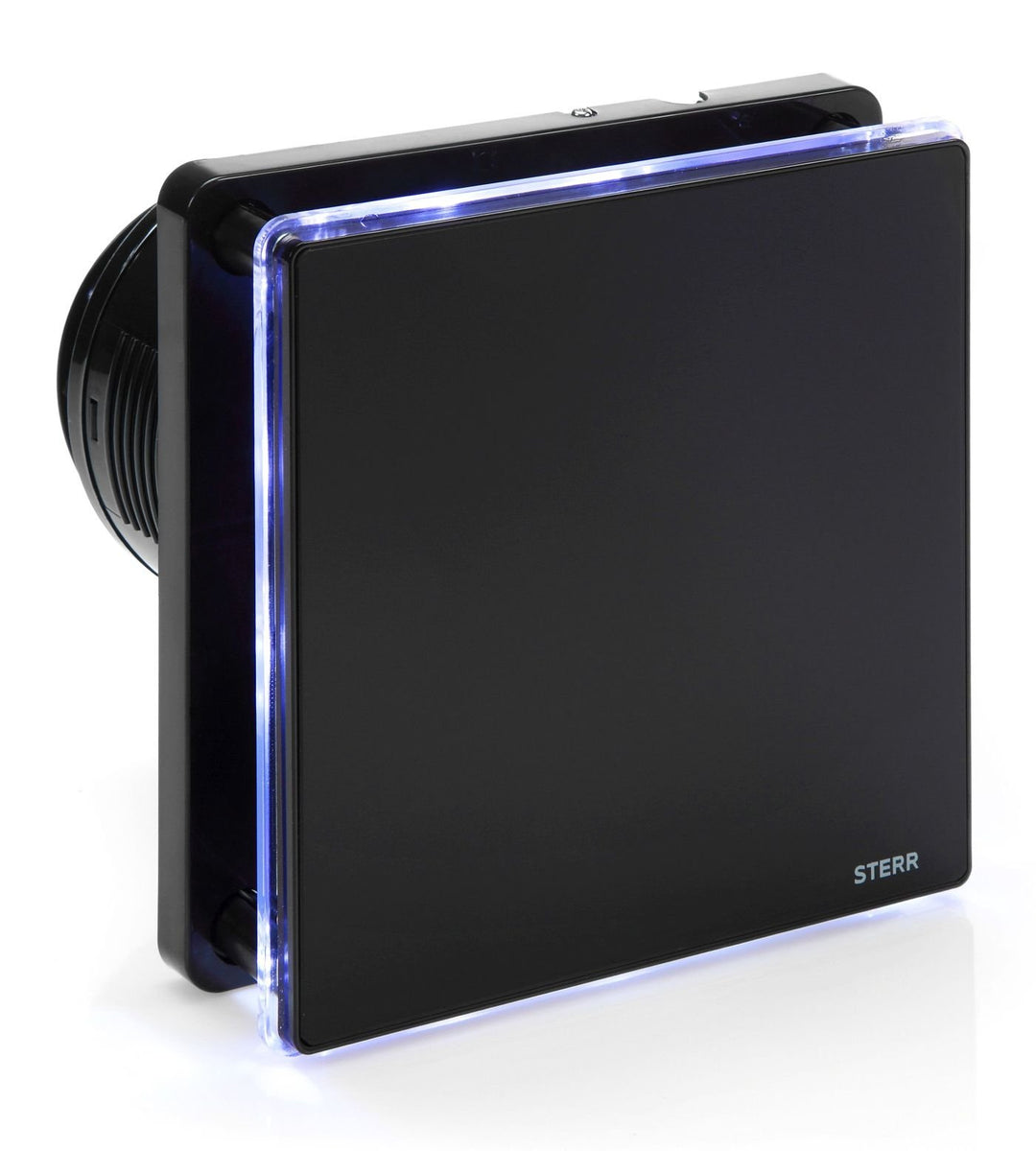 STERR Schwarzer Badlüfter 100 mm mit LED + TIMER - Badezimmerventilator - Glasfront - Modernes Ausse