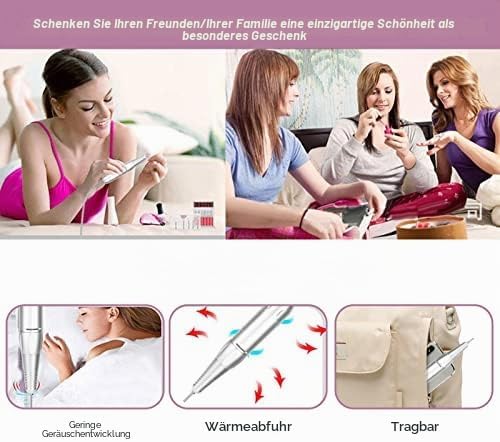 Bewinner Tragbare Elektrische Nagelbohrmaschine mit 35000 U/Min, Ersatzgriff für Elektrisches Nagelb