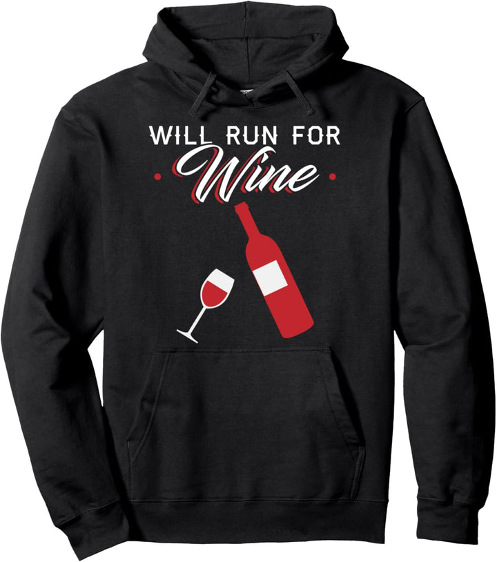 Läuft für Wein lustiges Grafikdesign für faule Menschen Pullover Hoodie