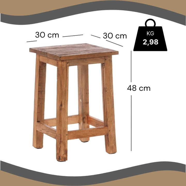 DESIGN DELIGHTS RUSTIKALER Holz SITZHOCKER Madero | 48x30x30 cm (HxBxT), Recyclingholz | Holzhocker