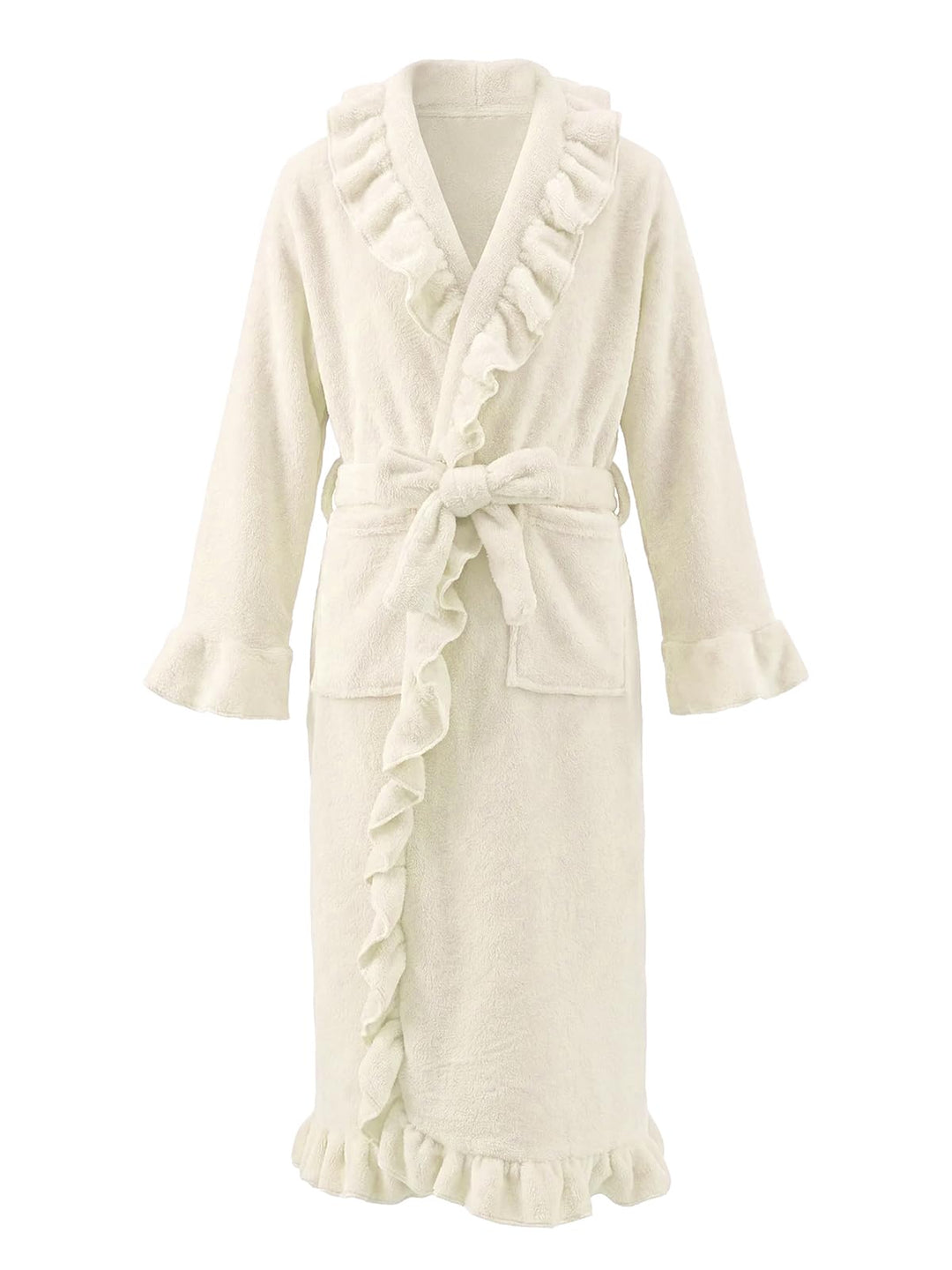 JiAmy Kinder Flanell-Bademantel mit Rüschen Warmer Fleece Hausmantel im Eleganten Stil für Mädchen B