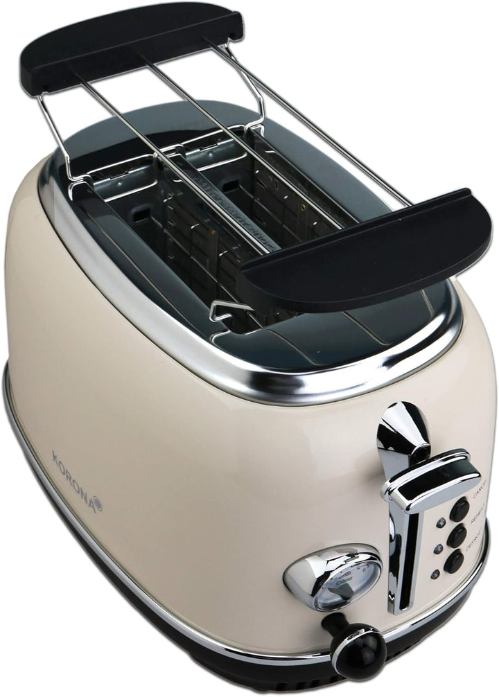 Korona 21666 Toaster | 2 Scheiben | Creme | Röstgrad-Anzeige | Auftauen | Rösten | Aufwärmen | 810 W