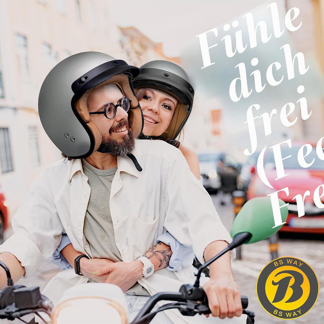 Jethelm mit Visier by BS Way: Hochwertiger Motorradhelm, ECE-Zertifiziert für Herren und Damen - Ide