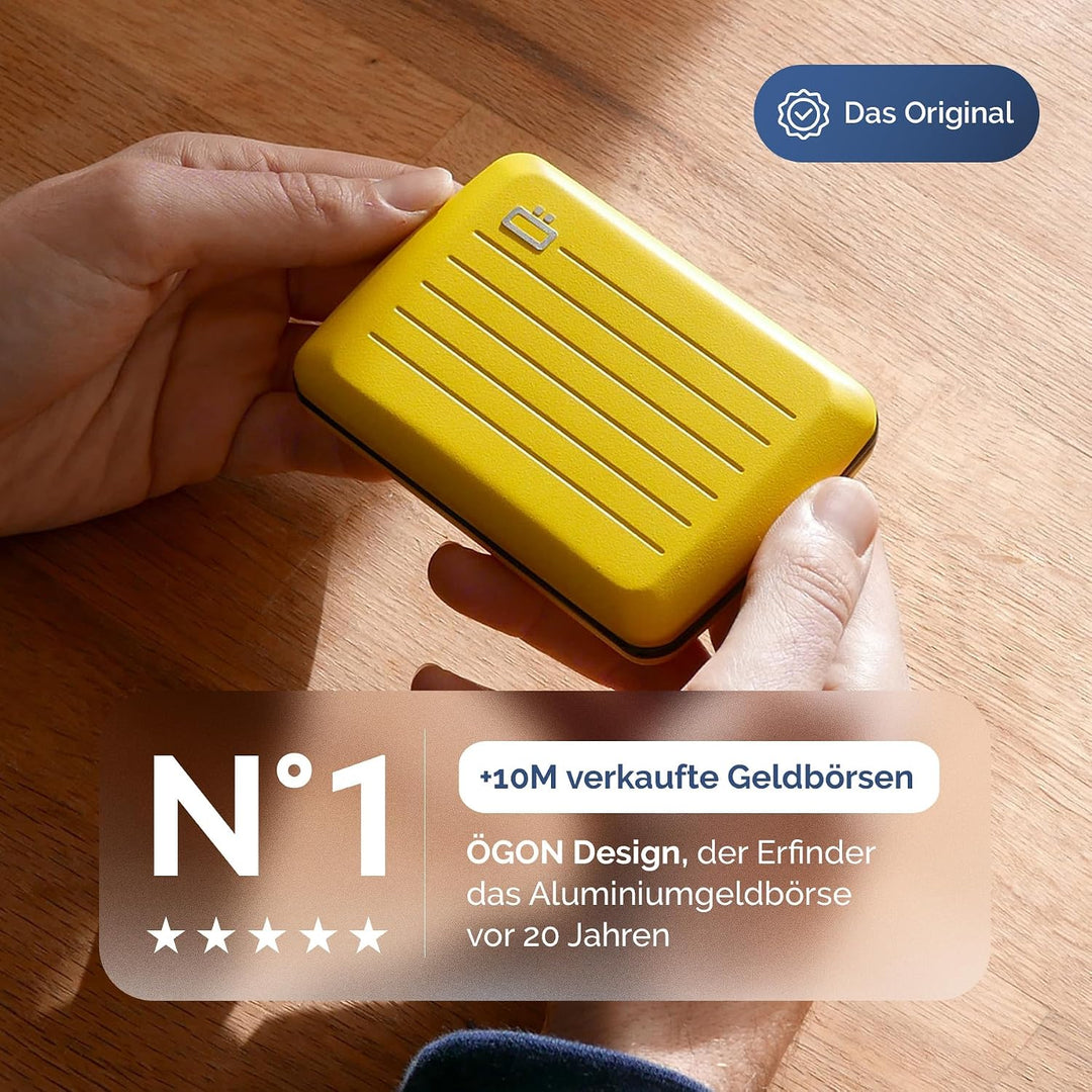 OGON Aluminium Geldbörse Smart Case V2 - Einfache Lagerung - Metallverschluss - Kartenetui mit RFID-