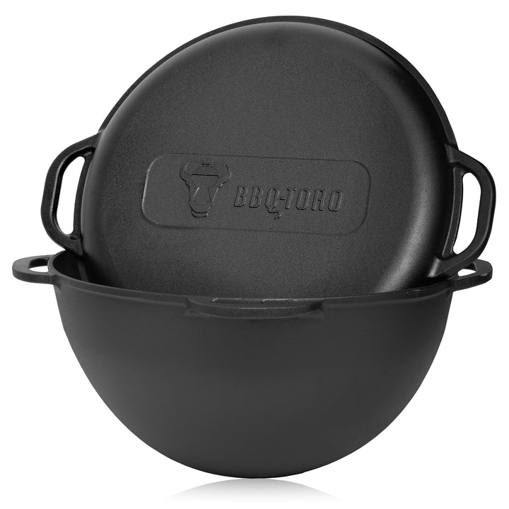 BBQ-Toro Gusseisen Kazan mit Deckel | 19 Liter | Traditioneller Gusstopf | Kasan mit rundem Boden |