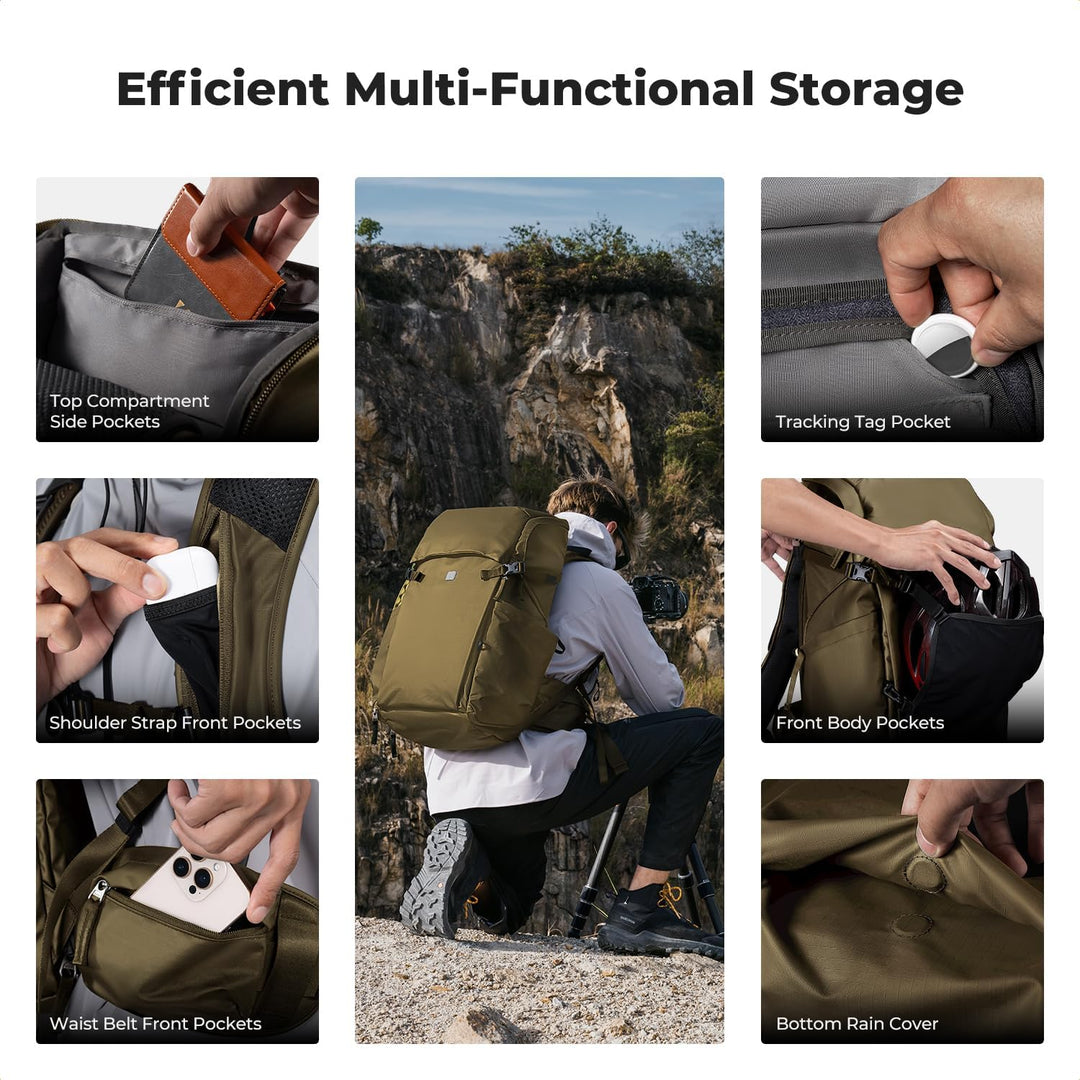 K&F Concept Kamerarucksack 30L, Professionelle Grosse Fotorucksack, Camera Backpack Wasserdicht, Rei