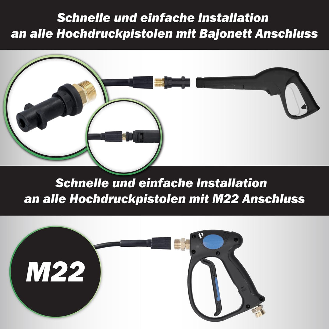 McFilter | Rohrreinigungsschlauch, 15m, 160-200 bar, inkl. Adapter, Düsen starr + rotierend, kompati
